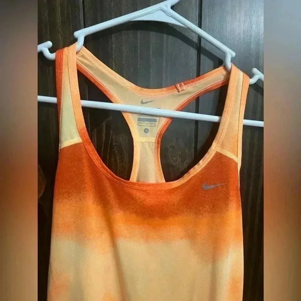 Nike Dry Fit Orange Tie Dye Active Racerback Tank Top S